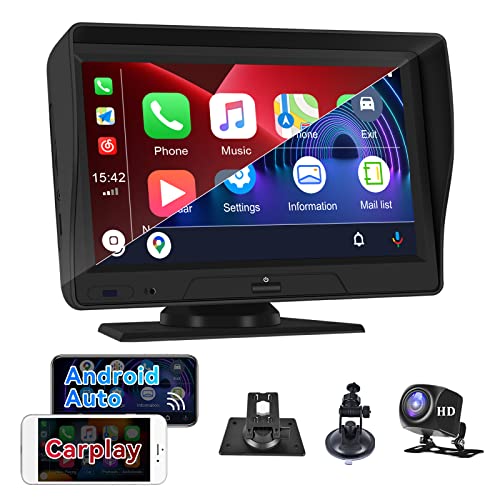 OiLiehu Wireless Carplay Android Auto , 7  HD Touch Screen Car Radio Stereo, Vivavoce Bluetooth 4.0, Autoradio Con Navigatore Fotocamera Frontale Telecamera Posteriore Trasmettitore FM DVR SD-32GB