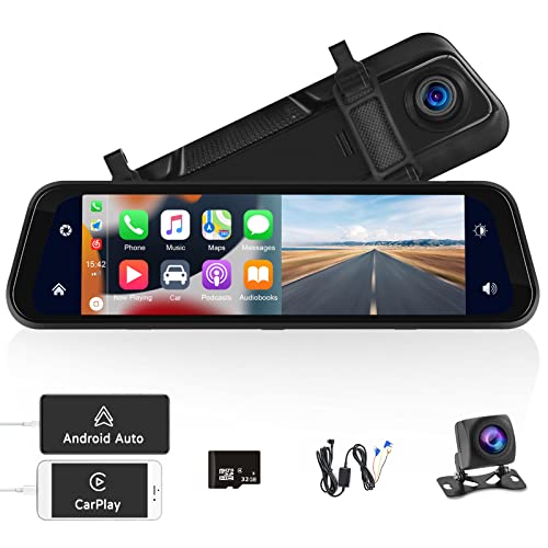 OiLiehu Wireless Carplay Android Auto , 9,66  HD Touch Screen Car Radio Stereo, Vivavoce Bluetooth 4.0, Autoradio Con Navigatore Fotocamera Frontale Telecamera Posteriore Trasmettitore FM DVR SD-32GB