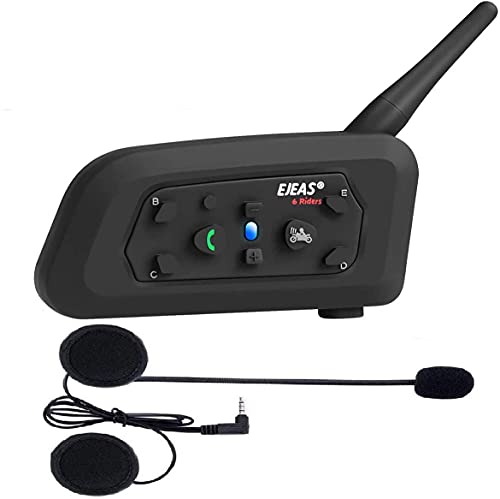 OKEU V6 Pro Interfono Casco Moto, Interphone con Auricolari Bluetooth per Casco Moto Comunicazione da 1200m tra 6 Motociclisti, Cuffie Interfono Bluetooth per Moto (1xV6 pro)