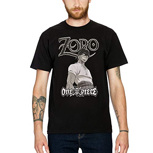 One Piece T-Shirt Nera Roronoa Zoro Cotone - XL