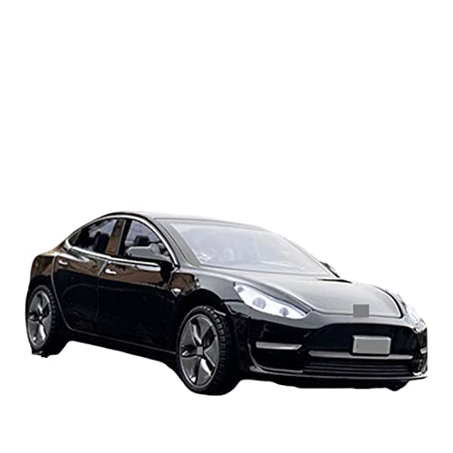 OWYON per Tesla Model S per Model 3 Modello di Auto in Lega di Simulazione Diecast in Metallo Auto Veicoli Modello Suono Luce Regalo 1:32 (Color : Model 3 Black)