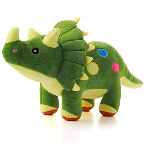 Peluche a forma di dinosauro, 40 cm, peluche con triceratopo di peluche, cuscino morbido verde e soffice per abbracciare gli amici, regalo per ogni età e occasione
