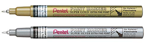 Pentel MFP10 Marcatore a vernice permanente Punta Extra Fine, 0,6 mm oro & argento