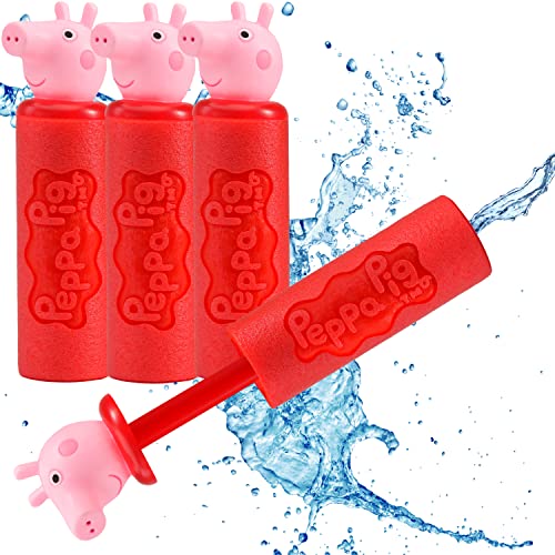 Peppa Pig - Set di 4 pistole ad acqua Peppa Pig, in gommapiuma, per cannone ad acqua per grandi e piccini, qualità premium, giocattolo per l acqua ideale per bambini