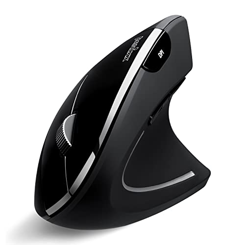 Perixx PERIMICE-813 Mouse Ergonomico Verticale Wireless 2.4G e Bluetooth - Multi-dispositivo e Multi-OS - Connetti fino a 3 dispositivi - borsa da viaggio extra inclusa
