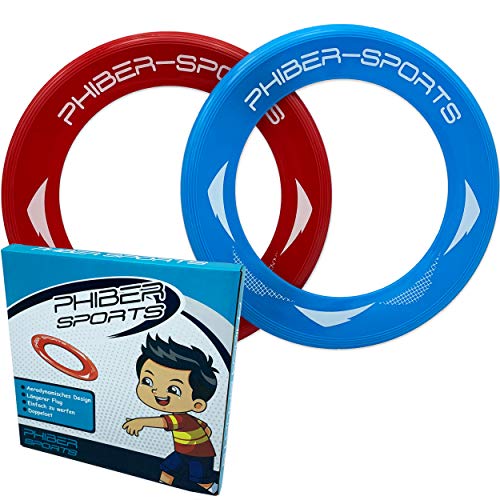PHIBER-Sports Anelli per Frisbee - 2 Pack di Anelli da Lancio Premium - 80% più Leggero dei Dischi Standard per Frisbee - Facile da Prendere - Traiettoria Perfetta - Ideale per Bambini e Adulti