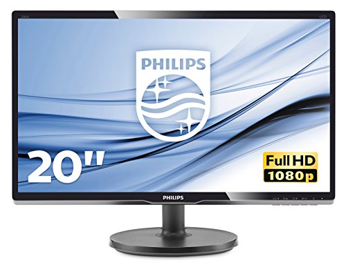 Philips 200V4QSBR Monitor 20  LED con Pannello MVA, Full HD, 1920 x 1080, DVI, VGA, Inclinabile, Contrasto Statico 3000:1, Attacco VESA, Nero
