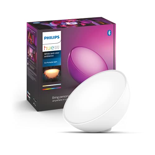 PHILIPS Hue White And Color Ambiance Lampada Portatile Smart Hue Go, Bluetooth, Dimmerabile, 6W, Bianco, ‎5.91 x 3.11 x 22.86 cm; 625 grammi