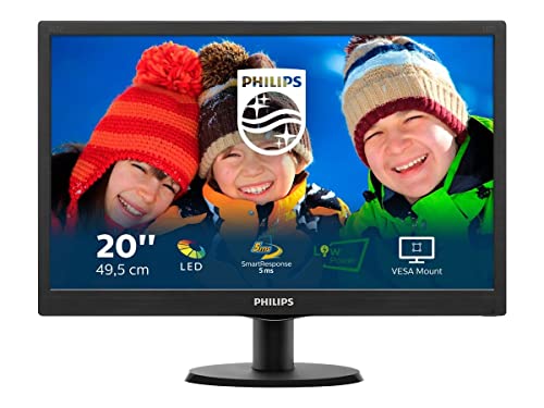 Philips Monitor 203V5LSB26 Monitor 20  LED, 5 ms, VGA, Full HD, Attacco VESA, Nero