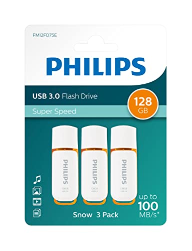 Philips Pen Drive 128gb USB 3.0 FM12FD75E confezione da 3 pezzi pendrive chiavetta chiavina pennina ad altà velocità 128 gb con cappuccio e portachiavi