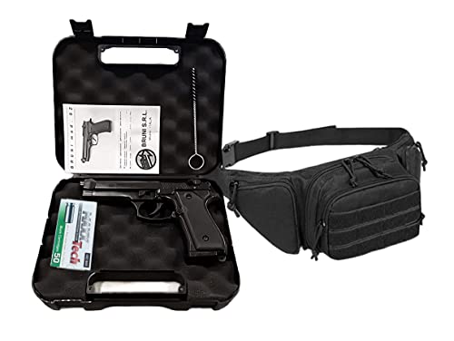Pistola a Salve Beretta 92 Cal. 9 Compreso Kit di 50 Colpi + Valigetta Professionale in ABS + Marsupio Porta Pistola