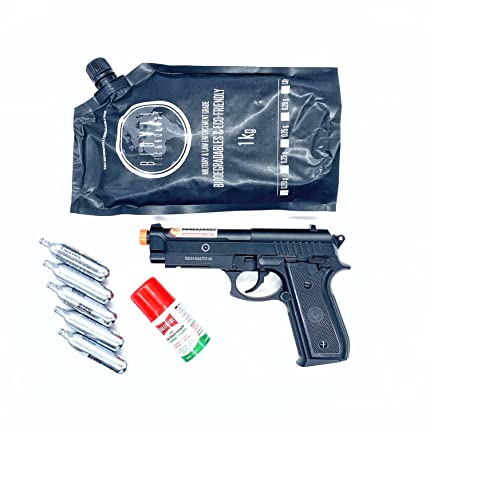 Pistola Softair Kit Cybergun Airsoft PT92 a C02 Full Metal Con Valigetta Potenza 0,9 Joule + Olio Ballistol 25ml + Sacchetto Pallini 1kg ️️️️️
