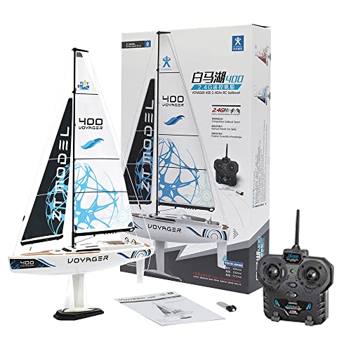 PLAYSTEM Voyager 400 RC Controlled Wind Powered Sailboat in Blue - 21  Tall