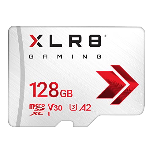 PNY XLR8 Gaming Scheda di memori microSDXC 128GB Classe 10 U3 V30 A2, Velocità di lettura fino a 100 MB s, ideale per smartphone, tablet, console portatili