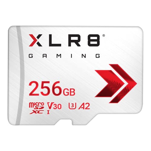 PNY XLR8 Gaming Scheda di memori microSDXC 256GB Classe 10 U3 V30 A2, Velocità di lettura fino a 100 MB s, ideale per smartphone, tablet, console portatili