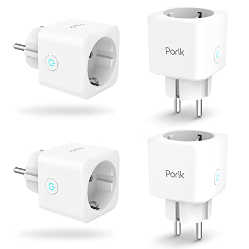 Porik SP12 Presa Intelligente WiFi 16A Smart Plug Compatibile con Alexa e Google Home Monitoraggio energetico, Protezione Sovraccarico, Timer e Regolazione del Programma 3680W (4Pcs)