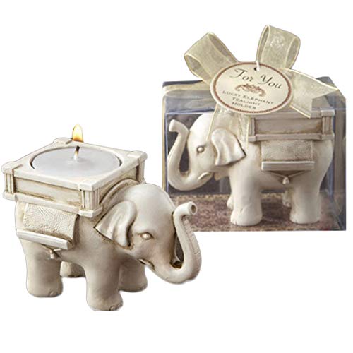 Portacandele profumato per candele votive, candele di compleanno, confezione da 2, Poliresina, Elefante bianco., 8.5*6*5cm(3.35*2.36*2inch)