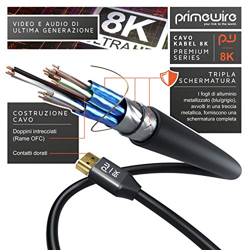 Primewire 1m – Cavo HDMI 8K - 8K @ 60Hz 4K @ 120Hz con DSC - Comp...