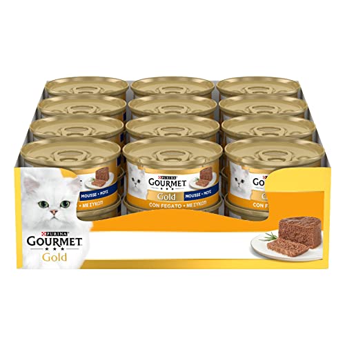 Purina Gourmet Gold Mousse Cibo Umido per Gatti con Fegato, 24 Lattine da 85g