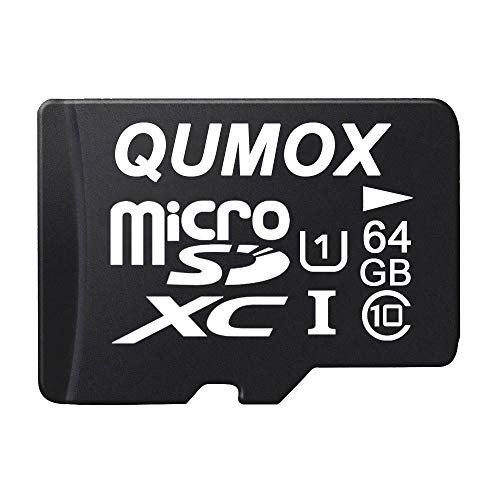QUMOX 64GB Scheda memoria MICRO SD MEMORY CARD CLASS 10 UHS-I da 64 GB ad alta velocità Velocità di scrittura 20 MB s Velocità di lettura fino a 40MB   S