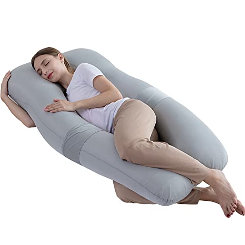 Raffreddamento del cuscino di gravidanza, aumento di peso di 1,5 libbre di riempimento del cuscino di gravidanza, cinture regolabili cuscino per tutto il corpo, cuscino per il corpo a forma di U