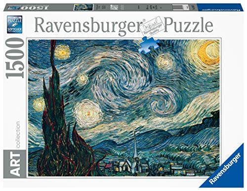 Ravensburger Puzzle 1500 pezzi, Dimensioni Puzzle: 80x60 cm, Collezione Arte, Dipinti, Quadri Famosi, Puzzle Art Collection, Museum, Notte Stellata di Van Gogh Puzzles da Adulti