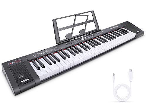 RenFox Digital Keyboard Tastiera di Pianoforte Tastiera Musicale Pianola Tastiera Digitale Portatile con 61 Tasti,200 ritmi 200 toni 60 brani demo,Supporto Foglio di Musica per Principianti