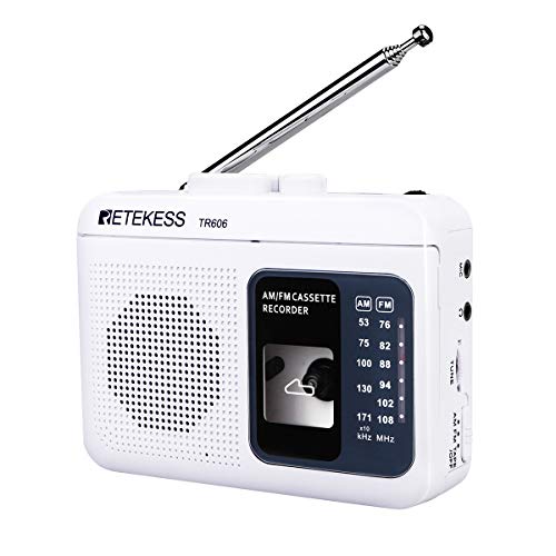 Retekess TR606 Radio Portatile FM AM Radio con Riproduzione di Cassette Registratore Vocale