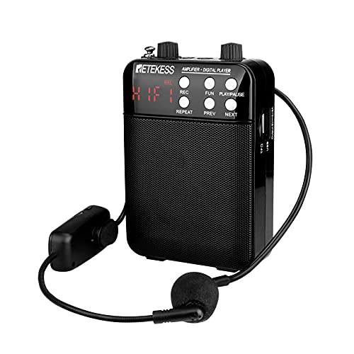 Retekess TR619W Amplificatore Vocale, Sistema PA Portatile con Microfono Wireless, Registrazione Ingresso AUX per Guide Turistiche, Promotori, Conferenze