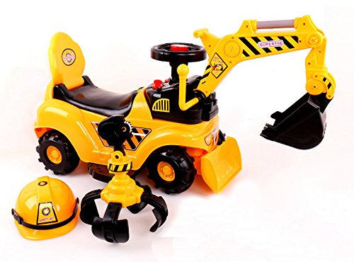 Ricco 2 in 1 Ride on Toy Digger Escavatore Grabber Bulldozer co...