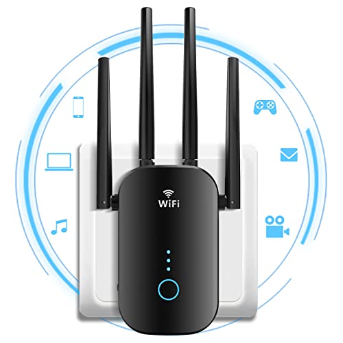 Ripetitore WiFi, Extender WiFi 1200Mbps Dual Band 5GHz & 2.4GHz, 4*3dBi Antenne, Amplificatore WiFi Supporta Modalità Ripetitore Router AP, Ripetitore Segnale WiFi con Porta Ethernet