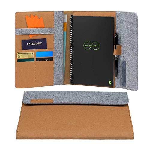 Rocketbook Smart Notebook Folio Cover - Custodia per notebook - Mars Sand Tan per Executive A5, riciclabile, biodegradabile, portapenne, chiusura magnetica, archiviazione interna
