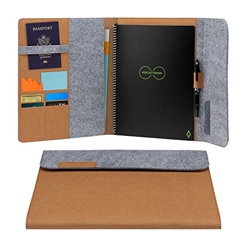 Rocketbook Smart Notebook Folio Cover - Custodia per notebook - Mars Sand Tan per Letter A4, riciclabile, biodegradabile, portapenne, chiusura magnetica, archiviazione interna