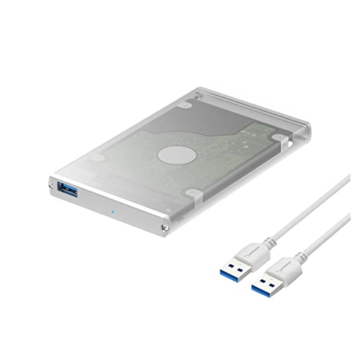 SABRENT Case SSD HDD Hard Disk Esterno da SATA 2.5 pollici a USB 3.0, Custodia per disco rigido esterno, Adattatore per disco rigido da 7mm 9,5 mm, [Supporto UASP SATA I II III] argento (EC-UM30)