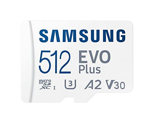 Samsung Evo Plus, microSD SDXC U3 Classe 10 A2, Scheda di memoria 130MB s con adattatore SD 2021 (512GB)