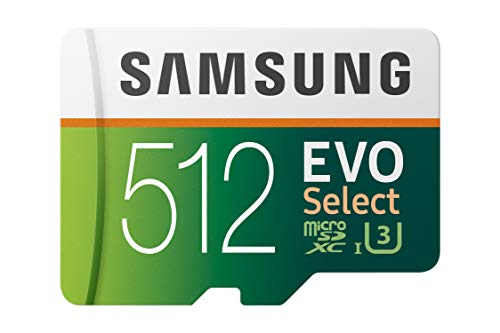 Samsung EVO Select 512 GB microSD 100 MB s e 90 MB s, velocità, scheda di memoria Full HD e 4K UHD con adattatore SD per smartphone, tablet, action camera, drone e notebook