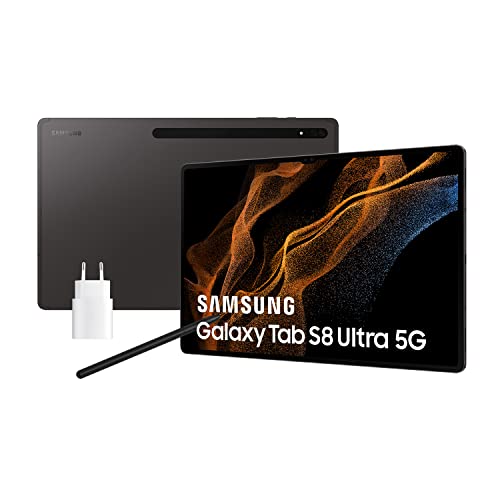 Samsung Galaxy Tab S8 Ultra con caricatore – Tablet da 14,6  (8 GB RAM, 128 GB di memorizzazione, 5 G, Android 12) nero - versione spagnola