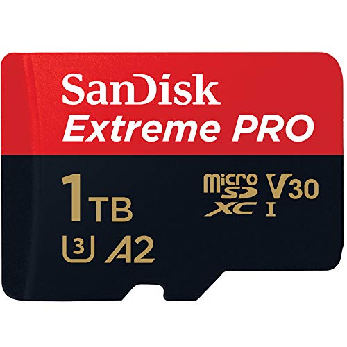 SanDisk Extreme PRO 1 TB scheda di memoria microSDXC + adattatore SD, Nero Rosso
