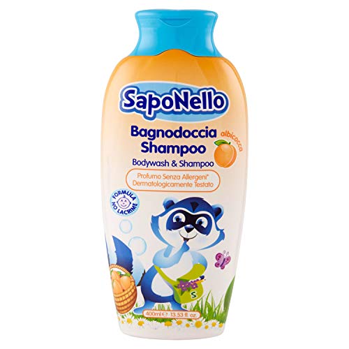 SapoNello - Bagnodoccia Shampoo Albicocca, Formula No Lacrime, Pelle Idratata - 400 ml