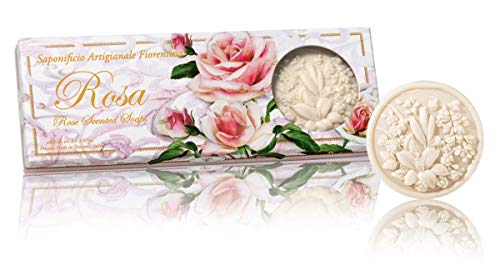 Saponificio Artigianale Fiorentino Rosa sapone, Confezione regalo, Fiori - 3 saponette da 125g