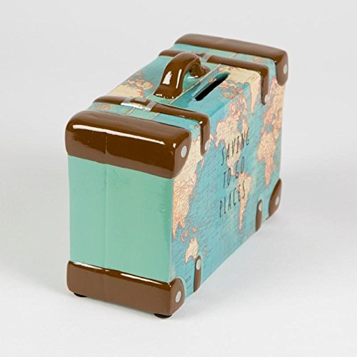 Saving To Go Map Places Suitcase Money Bank by Maia Gifts