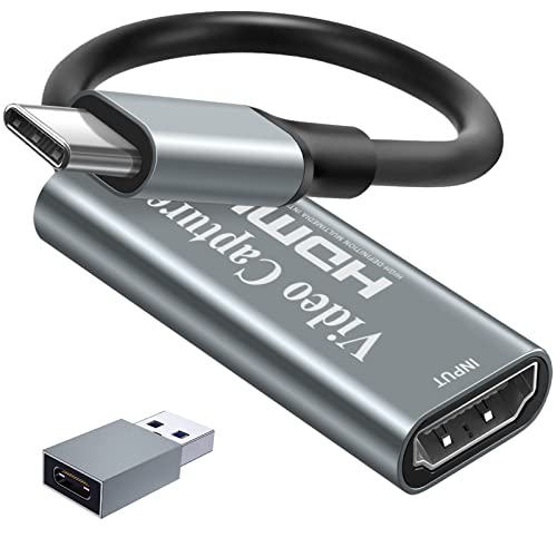 Scheda di acquisizione video 4K HDMI, scheda di acquisizione di giochi USB 3.0 Adattatore di acquisizione 1080P per streaming, insegnamento, videoconferenza o trasmissione dal viv (USB-C)