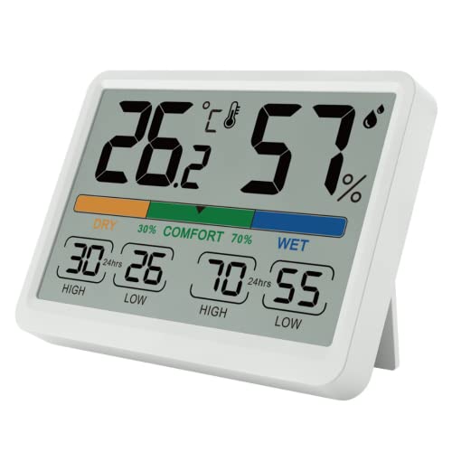 Searon Termometro da interno igrometro misuratore di umidità, misuratore di umidità della temperatura ambiente, display di umidità ad alta bassa temperatura, interruttore ˚F ℃, scala comfort: