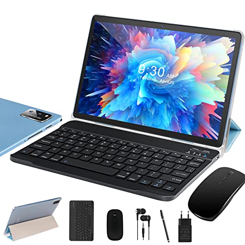 SEBBE Tablet 10 Pollici Tablet Android 11 Octa-Core 1.8 GHz, 4GB RAM+64 GB ROM (128 GB Espandibili), 5MP+8MP Schermo IPS HD 6000mAh Bluetooth 4.1 WiFi, Tablet con Mouse e Tastiera e Stilo, Blu