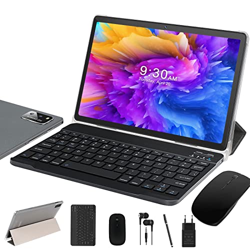 SEBBE Tablet 10 Pollici Tablets Android 11 Octa-Core 1.8GHz 4GB RAM +64GB ROM(SD 128 GB), Tablet offerte Schermo IPS HD | 8MP + 5MP | WiFi | Bluetooth 4.1 | 6000mAh | Tastiera, Mouse e Stilo - Grigio