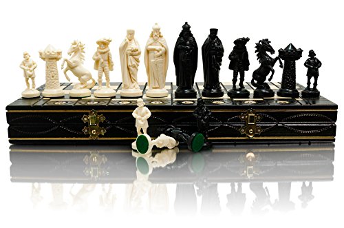 Set di scacchi edizione in bianco e nero da 40 cm   16  tavola di legno   pezzi di plastica. I set di scacchi sono progettati per evocare l aspetto di un esercito medievale e vichinghi. (Medievale)
