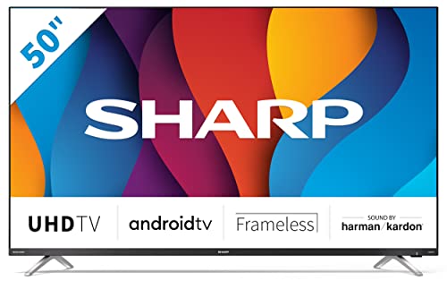 Sharp Aquos 50DN6E 50  Dolby ATMOS Android 9.0 Smart TV 4K Ultra HD, Wi-Fi, DVB-T2 S2, 3840 x 2160 Pixels, Nero, suono Harman Kardon, 4xHDMI 2xUSB, 2021 [Classe di efficienza energetica G]