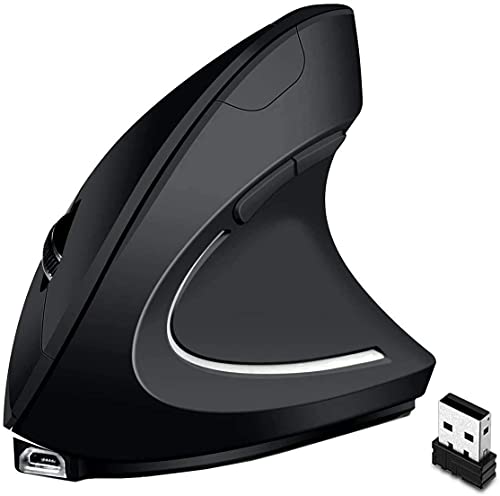 shoplease Mouse Verticale Ricaricabile Senza Fili, 2.4 G Wireless Mouse Ottico Ergonomico con 3 Livelli DPI Regolabili per PC, Computer, Desktop, Notebook, Laptop