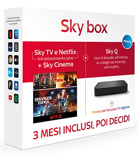 Sky box con 3 Mesi di TV e Netflix (Intrattenimento plus) + Cinema | Decoder Q incluso