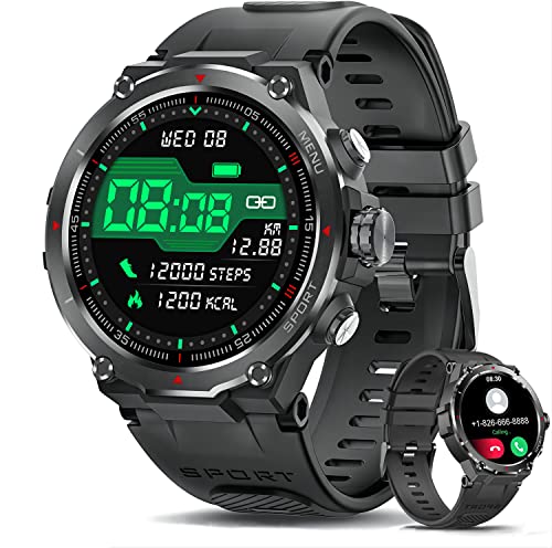 Skykinger Smartwatch Uomo Chiamata Bluetooth e Risposta Vivavoce, Smart Watch con Lettore Musicale Cardiofrequenzimetro SpO2 Sonno Calorie 8 Modalità Sport Notifiche Messaggi per Android iOS